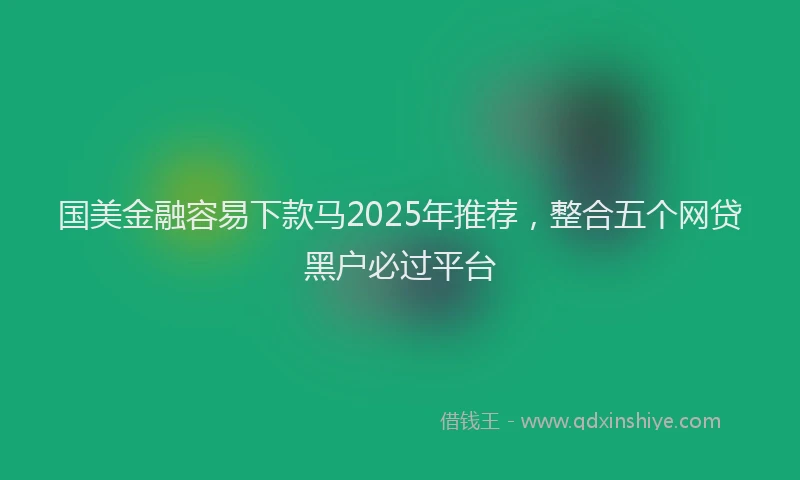 国美金融容易下款马2025年推荐，整合五个网贷黑户必过平台