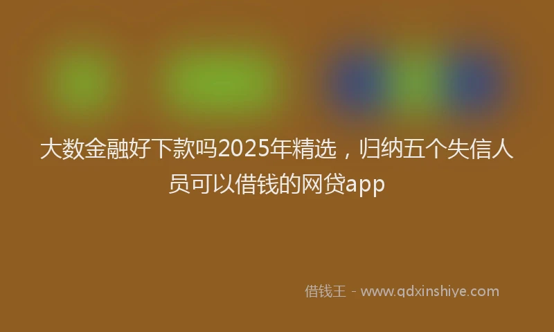 大数金融好下款吗2025年精选，归纳五个失信人员可以借钱的网贷app