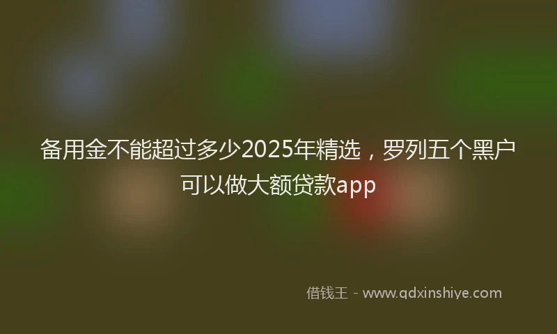 备用金不能超过多少2025年精选，罗列五个黑户可以做大额贷款app