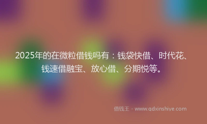 2025年的在微粒借钱吗有：钱袋快借、时代花、钱速借融宝、放心借、分期悦等。