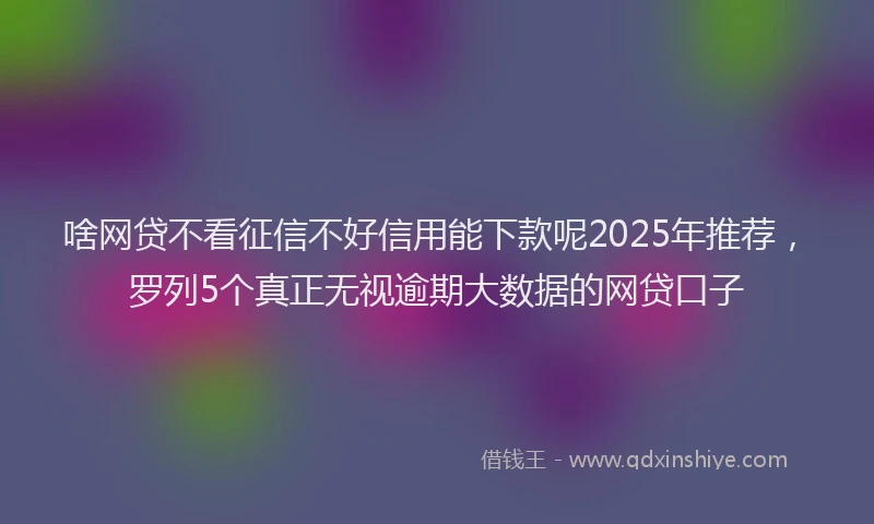 啥网贷不看征信不好信用能下款呢2025年推荐，罗列5个真正无视逾期大数据的网贷口子