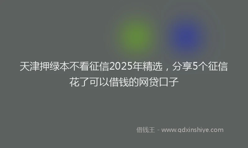 天津押绿本不看征信2025年精选，分享5个征信花了可以借钱的网贷口子
