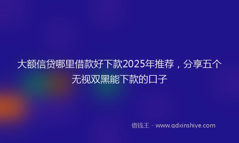 大额信贷哪里借款好下款2025年推荐，分享五个无视双黑能下款的口子