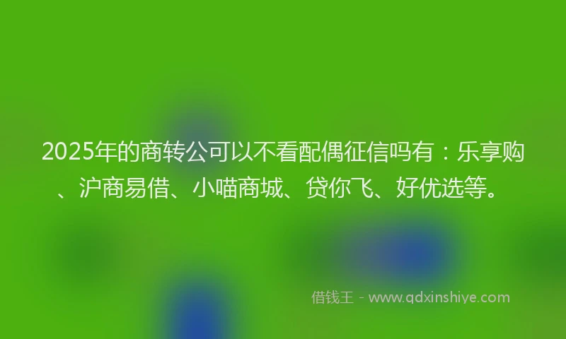 2025年的商转公可以不看配偶征信吗有：乐享购、沪商易借、小喵商城、贷你飞、好优选等。