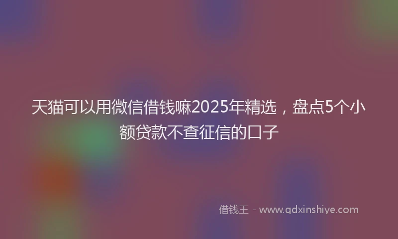 天猫可以用微信借钱嘛2025年精选,盘点5个小额贷款不查征信的口子