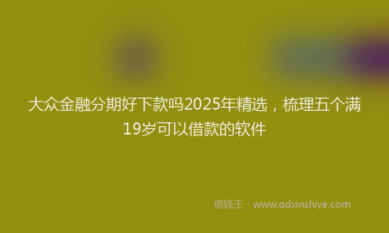 大众金融分期好下款吗2025年精选,梳理五个满19岁可以借款的软件