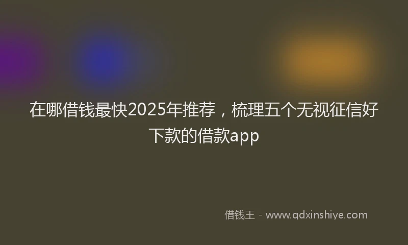 在哪借钱最快2025年推荐，梳理五个无视征信好下款的借款app