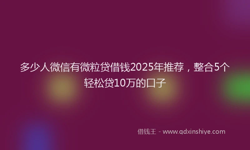 多少人微信有微粒贷借钱2025年推荐，整合5个轻松贷10万的口子
