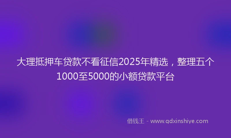 大理抵押车贷款不看征信2025年精选，整理五个1000至5000的小额贷款平台