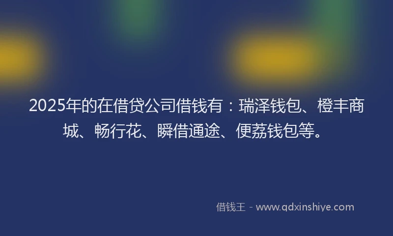 2025年的在借贷公司借钱有：瑞泽钱包、橙丰商城、畅行花、瞬借通途、便荔钱包等。