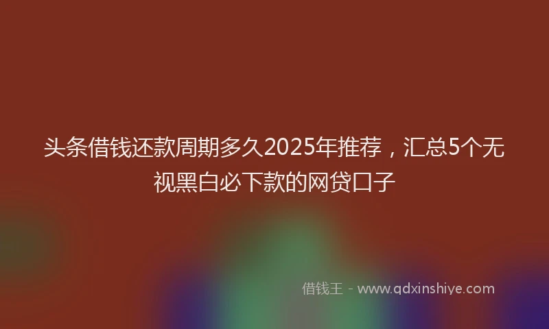 头条借钱还款周期多久2025年推荐，汇总5个无视黑白必下款的网贷口子