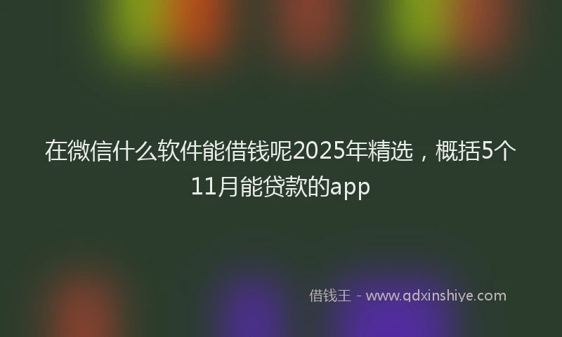 在微信什么软件能借钱呢2025年精选，概括5个11月能贷款的app