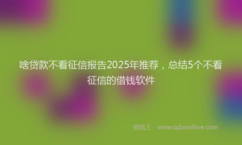 啥贷款不看征信报告2025年推荐，总结5个不看征信的借钱软件