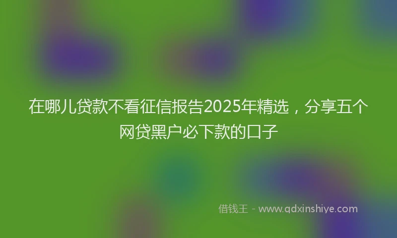 在哪儿贷款不看征信报告2025年精选，分享五个网贷黑户必下款的口子