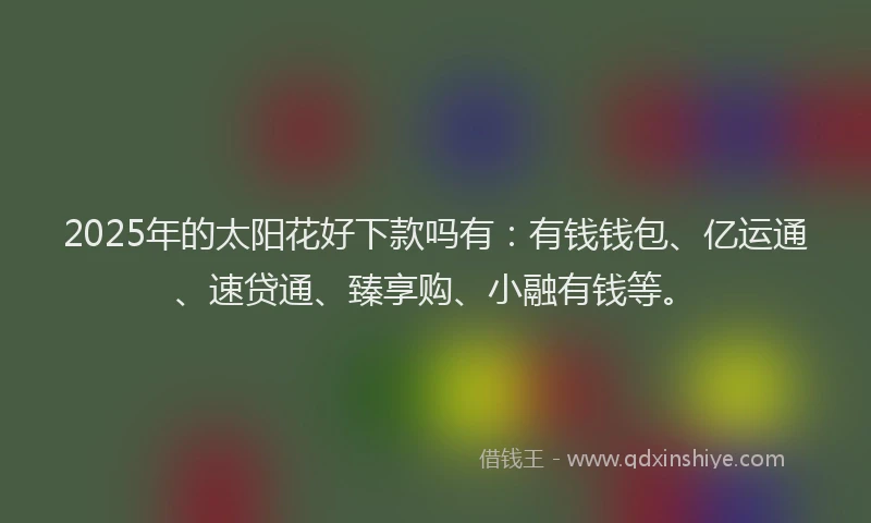 2025年的太阳花好下款吗有：有钱钱包、亿运通、速贷通、臻享购、小融有钱等。