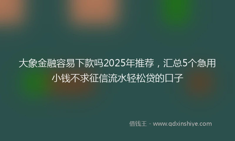 大象金融容易下款吗2025年推荐，汇总5个急用小钱不求征信流水轻松贷的口子