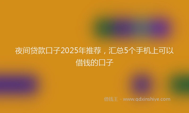 夜间贷款口子2025年推荐，汇总5个手机上可以借钱的口子