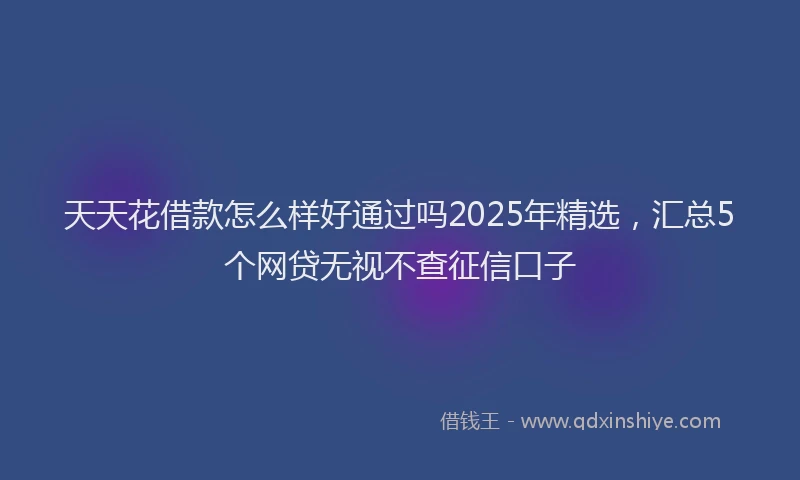 天天花借款怎么样好通过吗2025年精选，汇总5个网贷无视不查征信口子