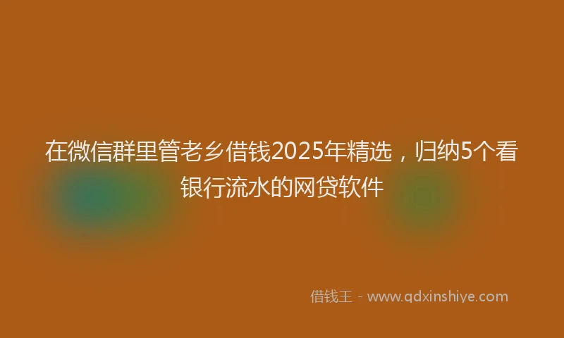 在微信群里管老乡借钱2025年精选，归纳5个看银行流水的网贷软件