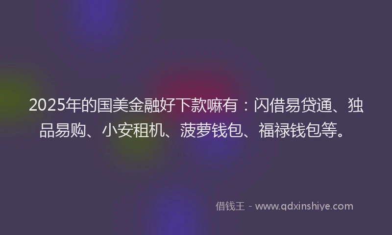 2025年的国美金融好下款嘛有：闪借易贷通、独品易购、小安租机、菠萝钱包、福禄钱包等。
