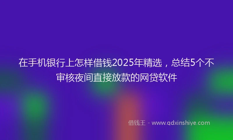 在手机银行上怎样借钱2025年精选，总结5个不审核夜间直接放款的网贷软件