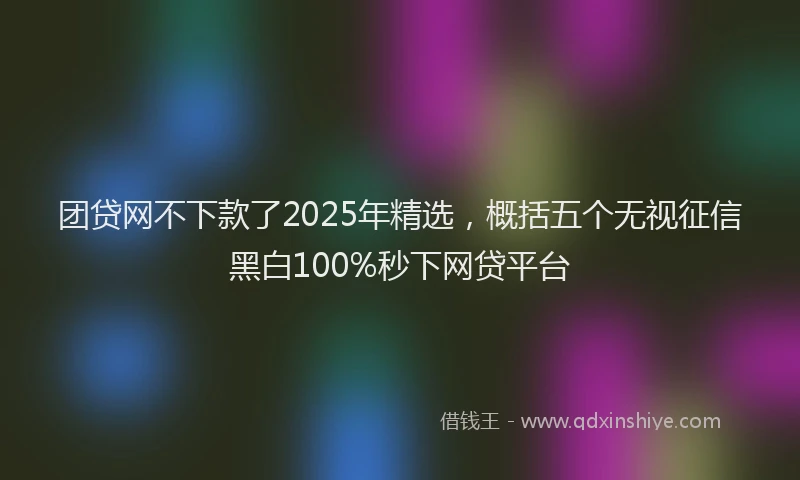 团贷网不下款了2025年精选，概括五个无视征信黑白100%秒下网贷平台