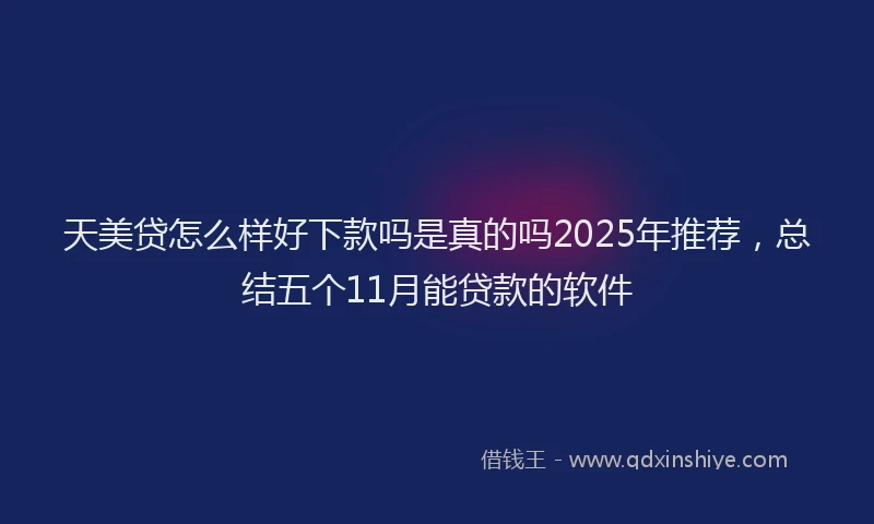 天美贷怎么样好下款吗是真的吗2025年推荐，总结五个11月能贷款的软件