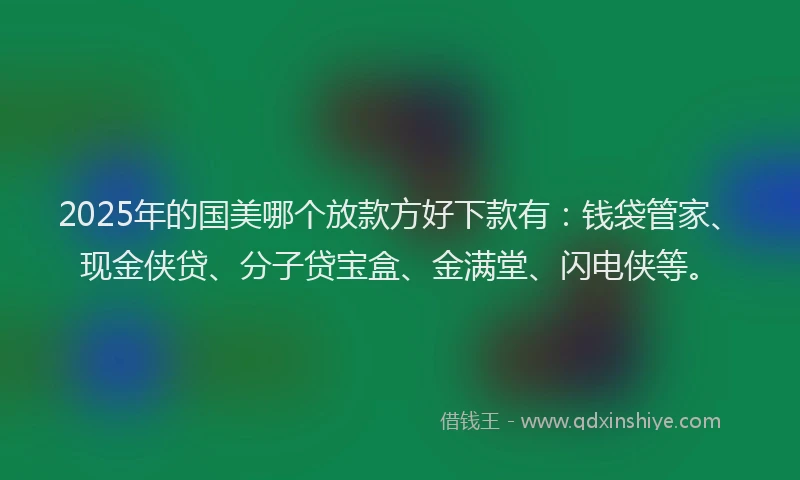 2025年的国美哪个放款方好下款有：钱袋管家、现金侠贷、分子贷宝盒、金满堂、闪电侠等。