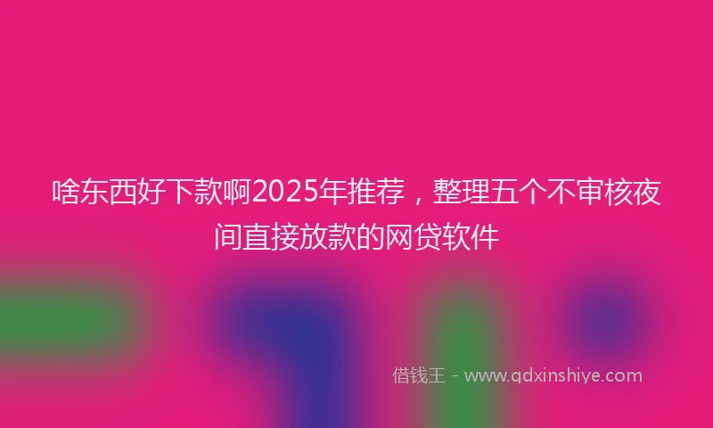 啥东西好下款啊2025年推荐，整理五个不审核夜间直接放款的网贷软件