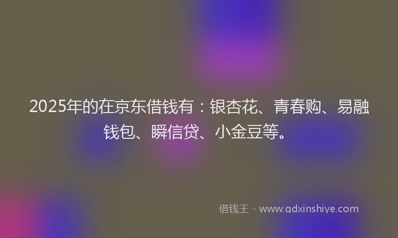 2025年的在京东借钱有：银杏花、青春购、易融钱包、瞬信贷、小金豆等。