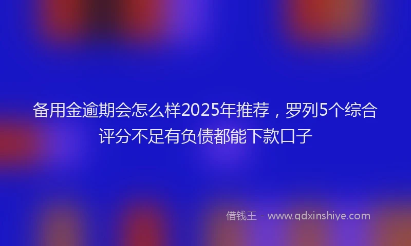 备用金逾期会怎么样2025年推荐，罗列5个综合评分不足有负债都能下款口子