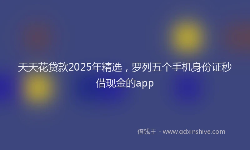天天花贷款2025年精选，罗列五个手机身份证秒借现金的app