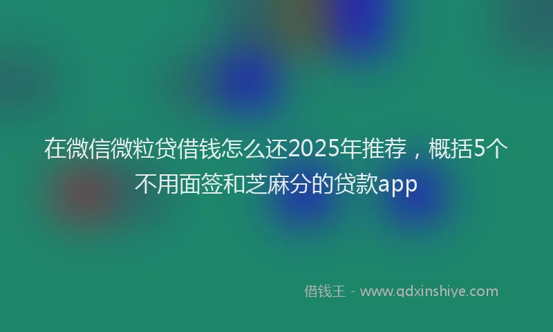 在微信微粒贷借钱怎么还2025年推荐，概括5个不用面签和芝麻分的贷款app