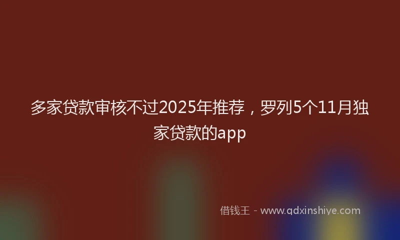 多家贷款审核不过2025年推荐,罗列5个11月独家贷款的app