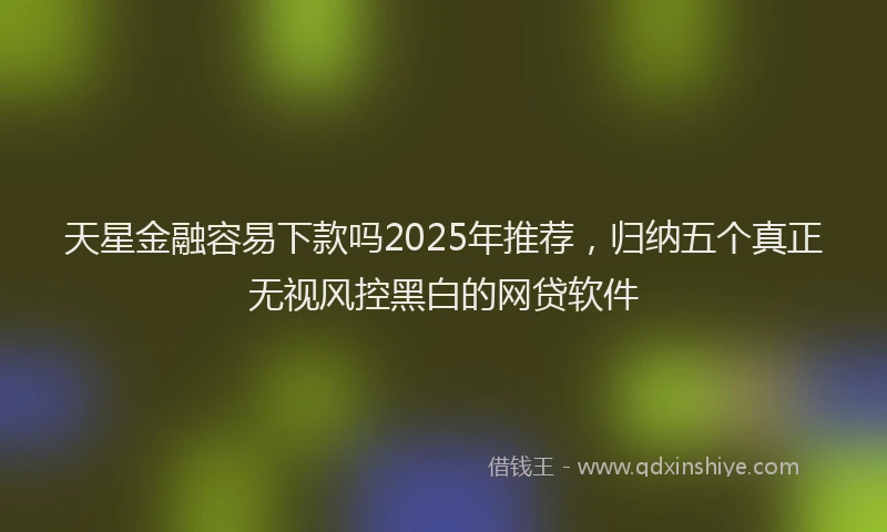 天星金融容易下款吗2025年推荐，归纳五个真正无视风控黑白的网贷软件