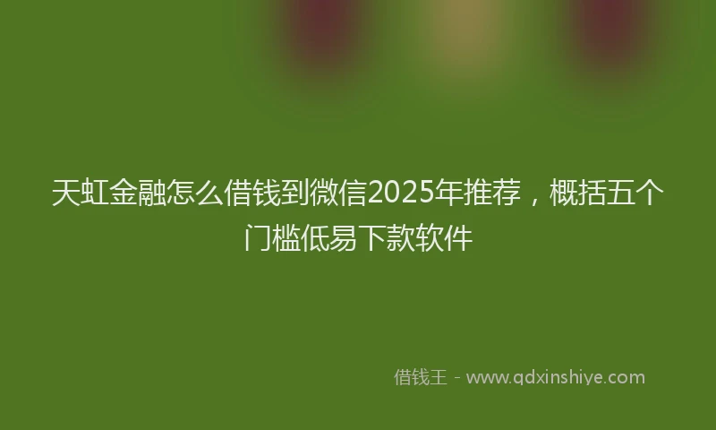 天虹金融怎么借钱到微信2025年推荐，概括五个门槛低易下款软件