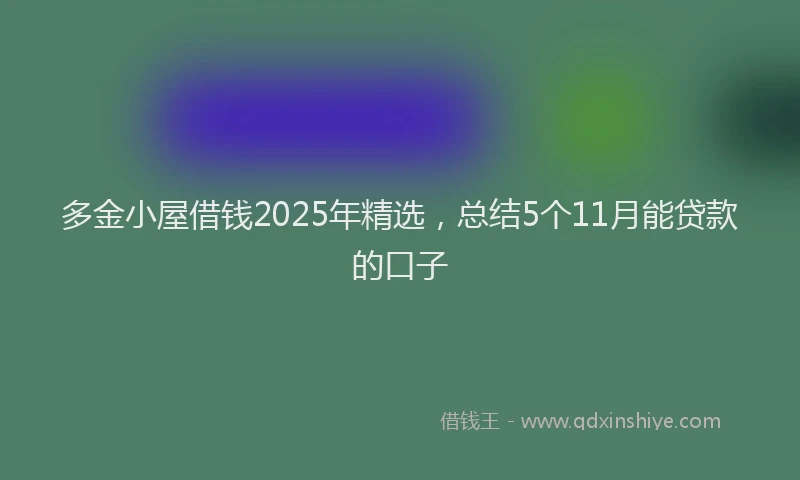 多金小屋借钱2025年精选，总结5个11月能贷款的口子