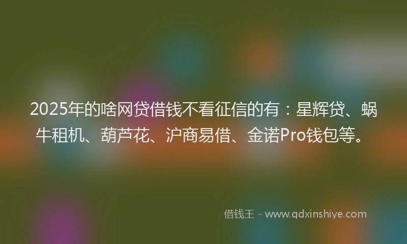 2025年的啥网贷借钱不看征信的有：星辉贷、蜗牛租机、葫芦花、沪商易借、金诺Pro钱包等。