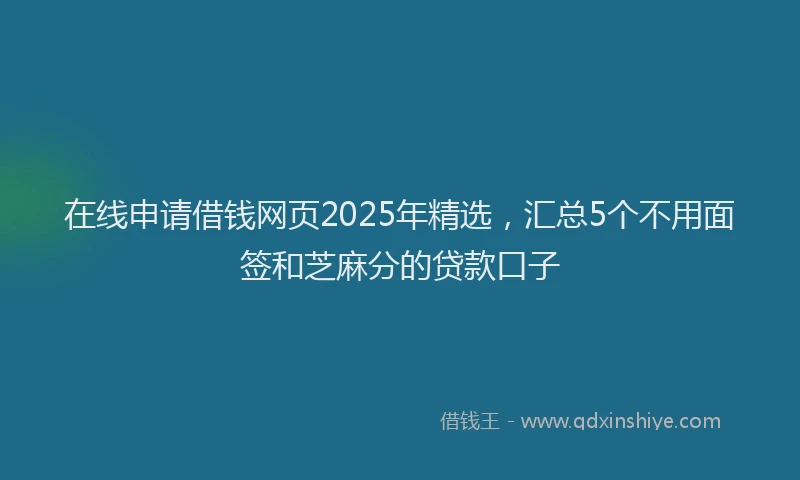 在线申请借钱网页2025年精选，汇总5个不用面签和芝麻分的贷款口子