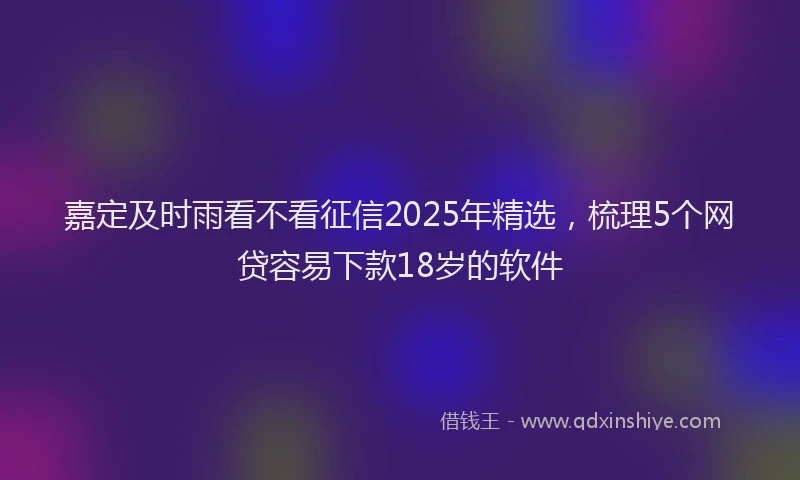 嘉定及时雨看不看征信2025年精选，梳理5个网贷容易下款18岁的软件