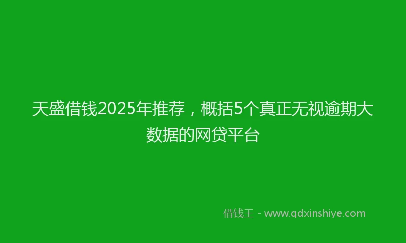 天盛借钱2025年推荐,概括5个真正无视逾期大数据的网贷平台