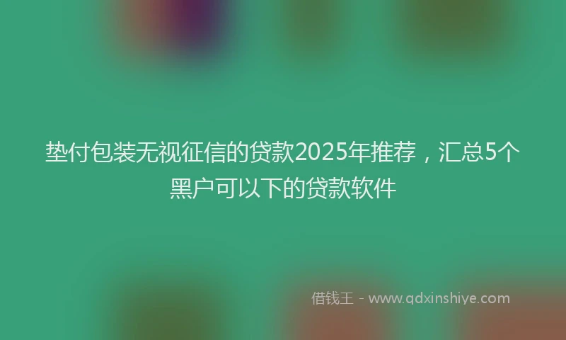 垫付包装无视征信的贷款2025年推荐，汇总5个黑户可以下的贷款软件
