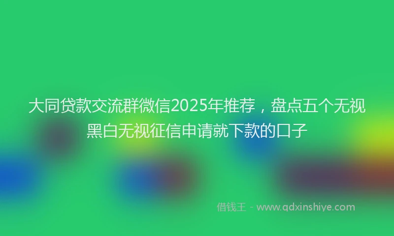 大同贷款交流群微信2025年推荐，盘点五个无视黑白无视征信申请就下款的口子