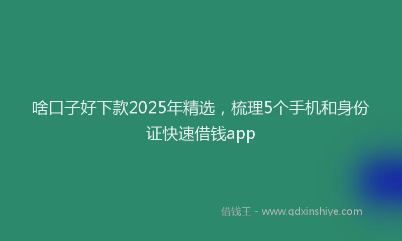 啥口子好下款2025年精选，梳理5个手机和身份证快速借钱app