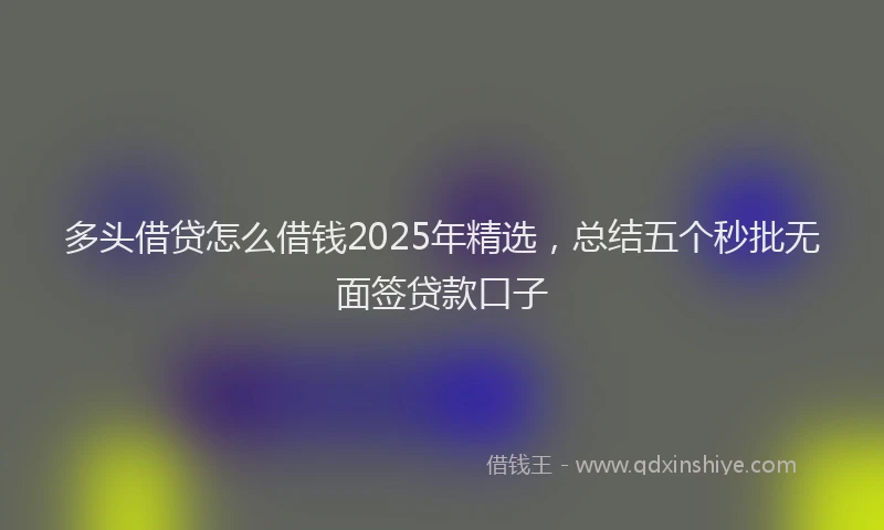 多头借贷怎么借钱2025年精选，总结五个秒批无面签贷款口子
