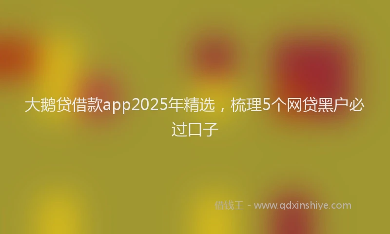 大鹅贷借款app2025年精选，梳理5个网贷黑户必过口子