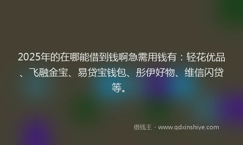 2025年的在哪能借到钱啊急需用钱有：轻花优品、飞融金宝、易贷宝钱包、彤伊好物、维信闪贷等。