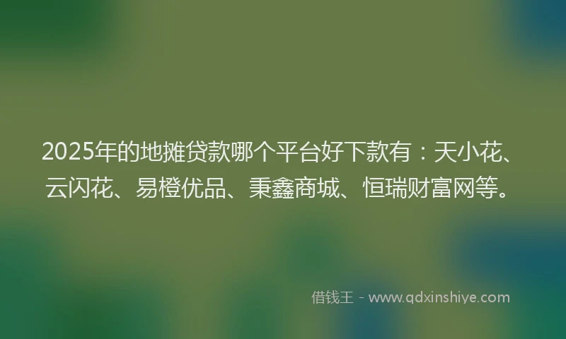 2025年的地摊贷款哪个平台好下款有：天小花、云闪花、易橙优品、秉鑫商城、恒瑞财富网等。