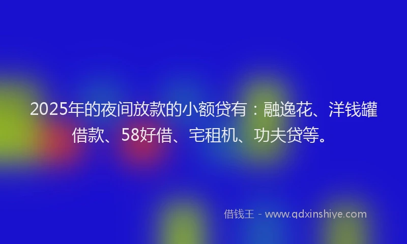 2025年的夜间放款的小额贷有：融逸花、洋钱罐借款、58好借、宅租机、功夫贷等。