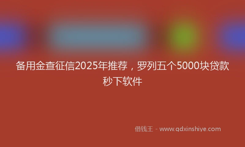 备用金查征信2025年推荐，罗列五个5000块贷款秒下软件